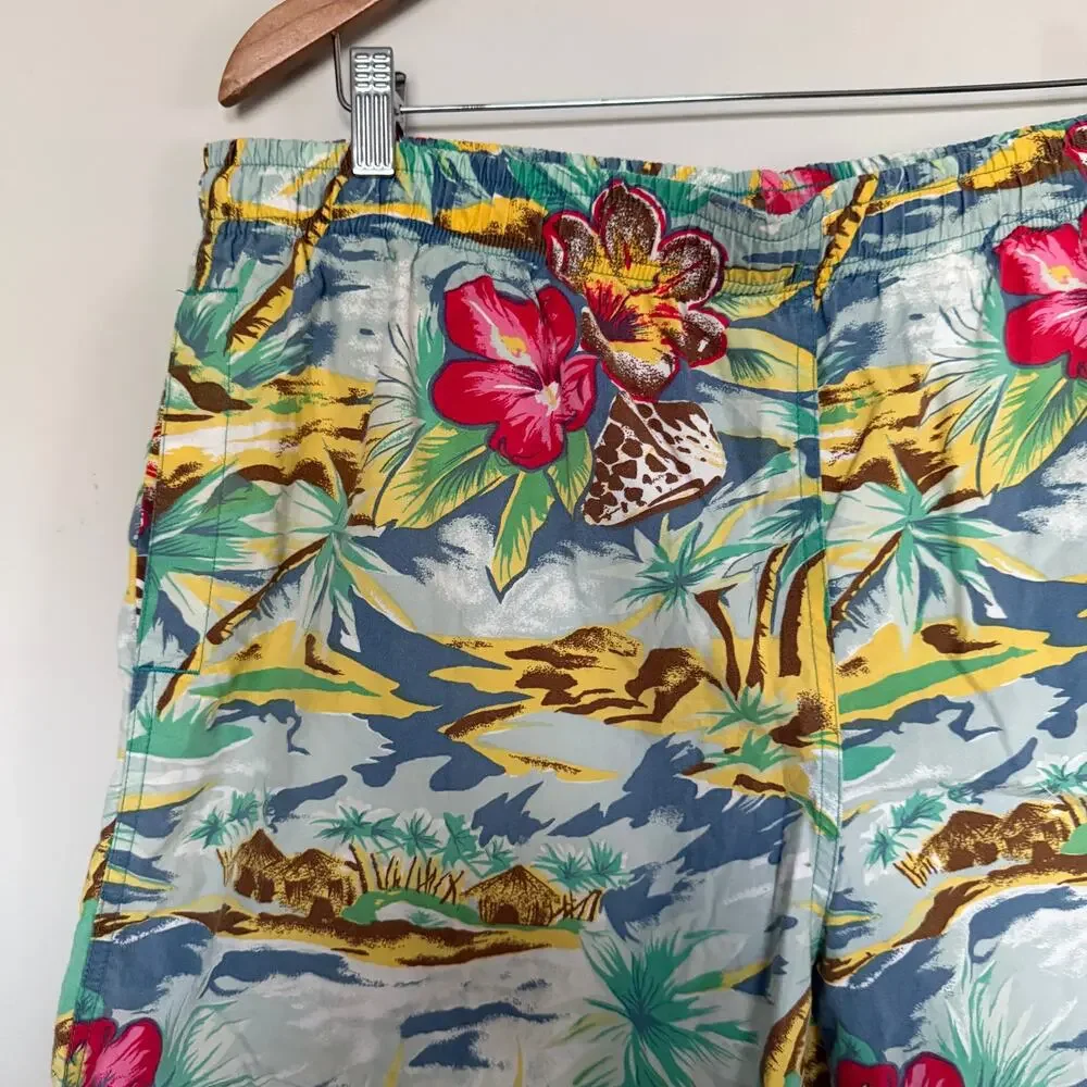 Vintage Tommy Hilfiger Mens Swim Trunks Large Pockets Tropical Floral Hawaiian - Picture 3 of 6